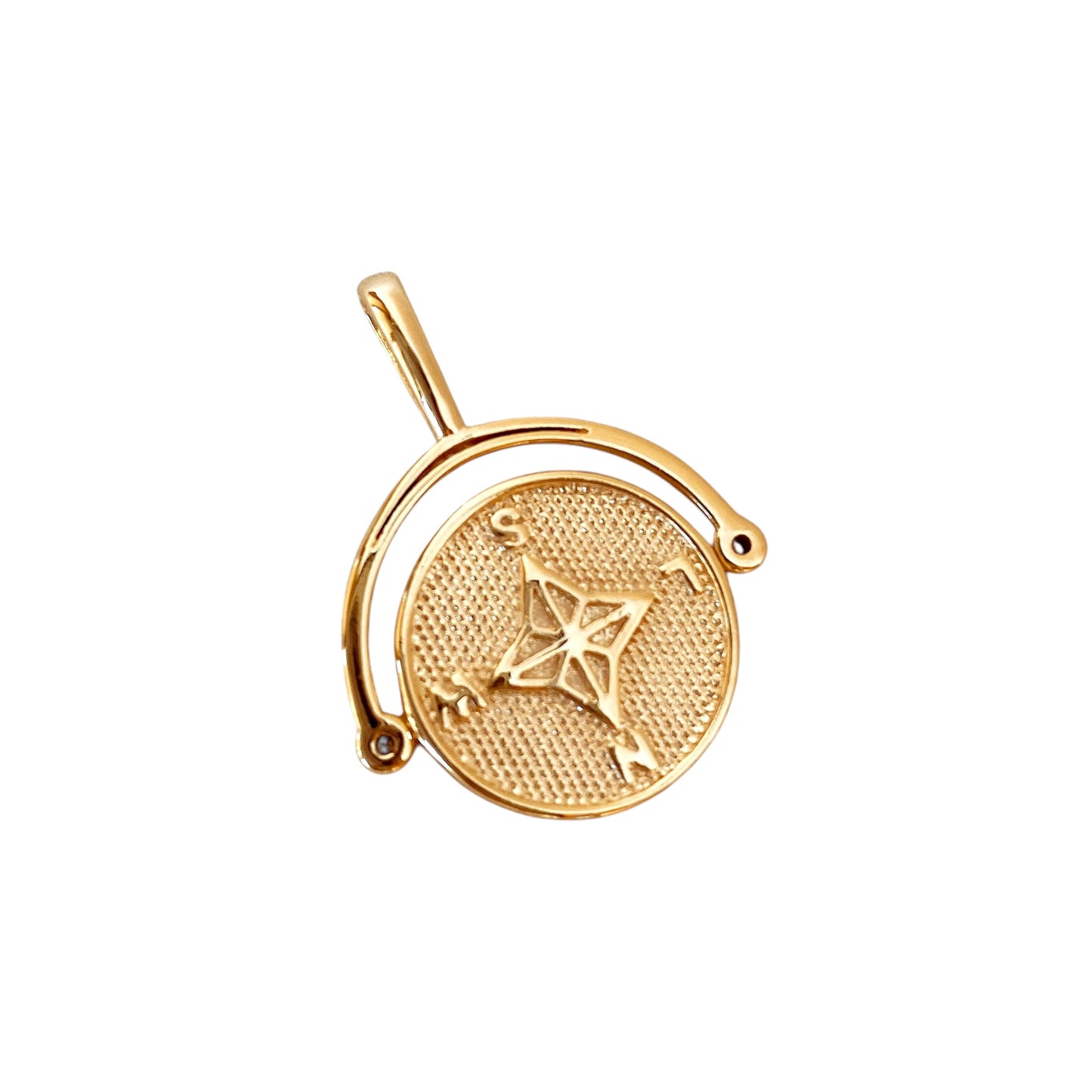 30mm CZ Swivel Compass 18K Gold Filled Pendant and Necklace