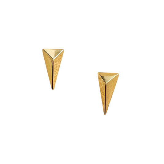 14mm Elongated Faceted Triangle Stud 18K Gold Filled Earrings