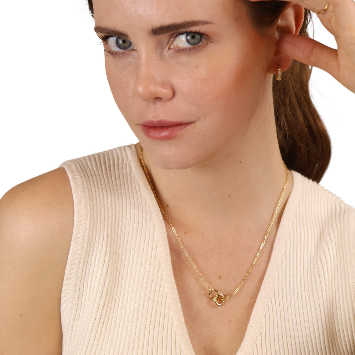 Interlocking Circles 18k Gold Filled Necklace