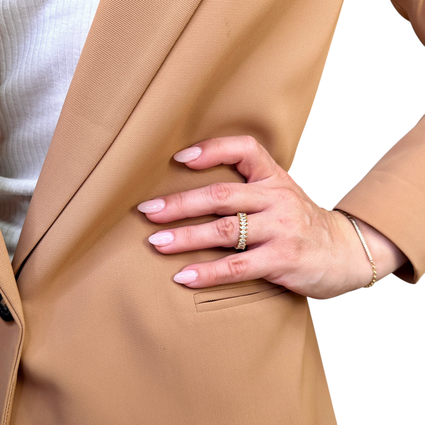 CZ Marquise Eternity Band 18k Gold Filled Ring