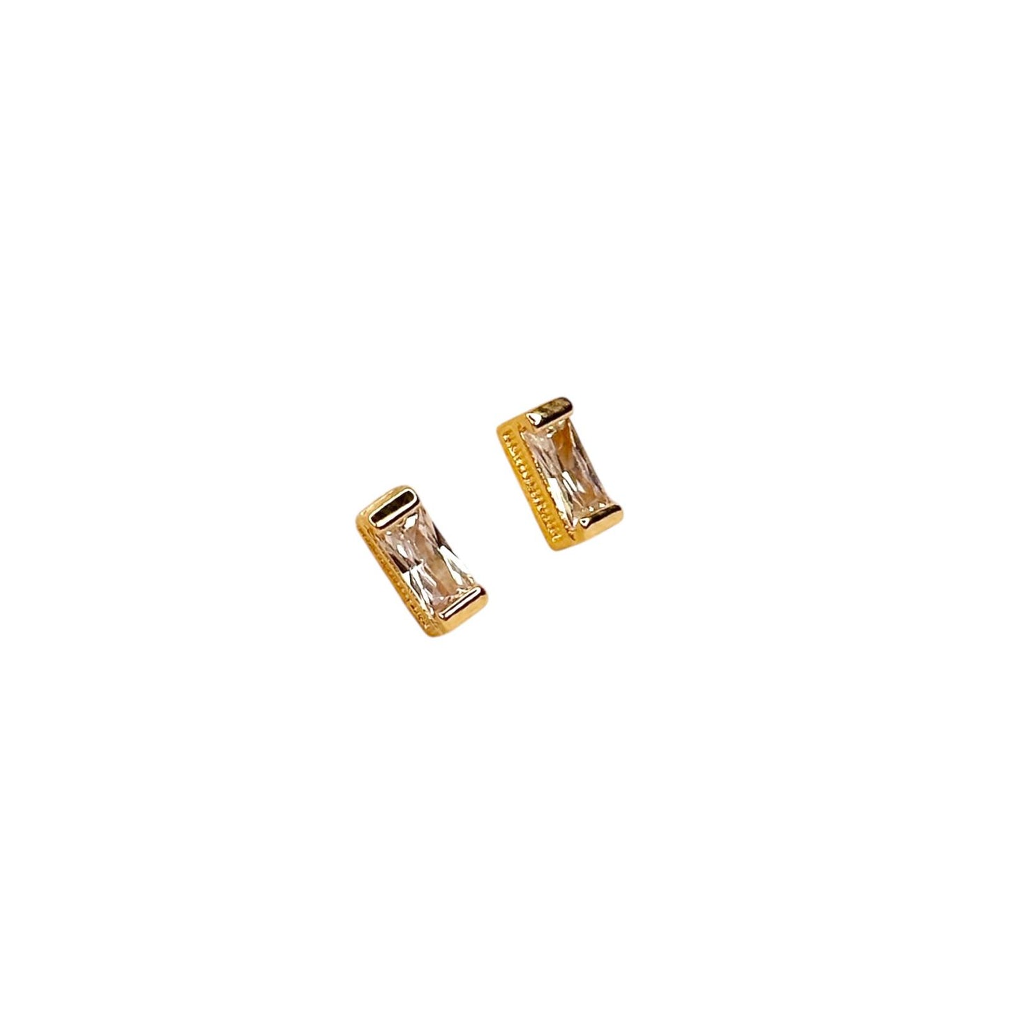 10x3mm Rectangular Birthstone Stud 18k Gold Filled Earrings