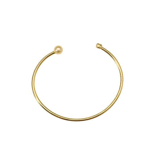 Pearl & Crystal Open Cuff 18k Gold Filled Bracelet