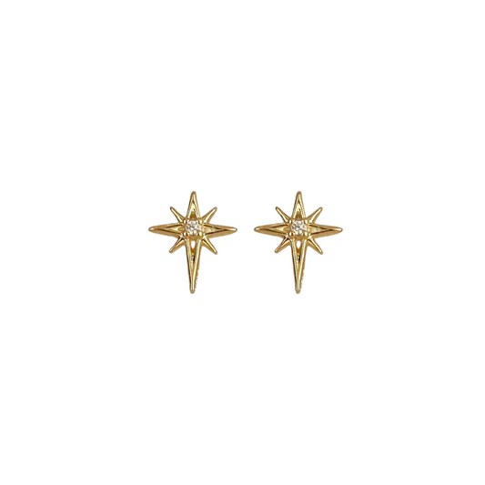 10mm CZ Starburst Stud 18k Gold Filled Earrings