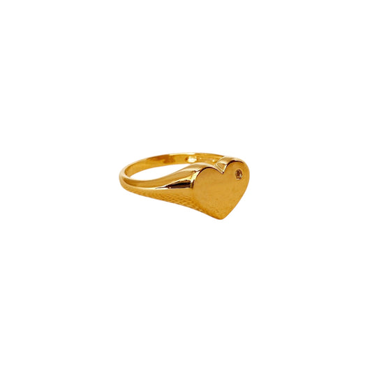 Heart Plate CZ Accent 18k Gold Filled Ring