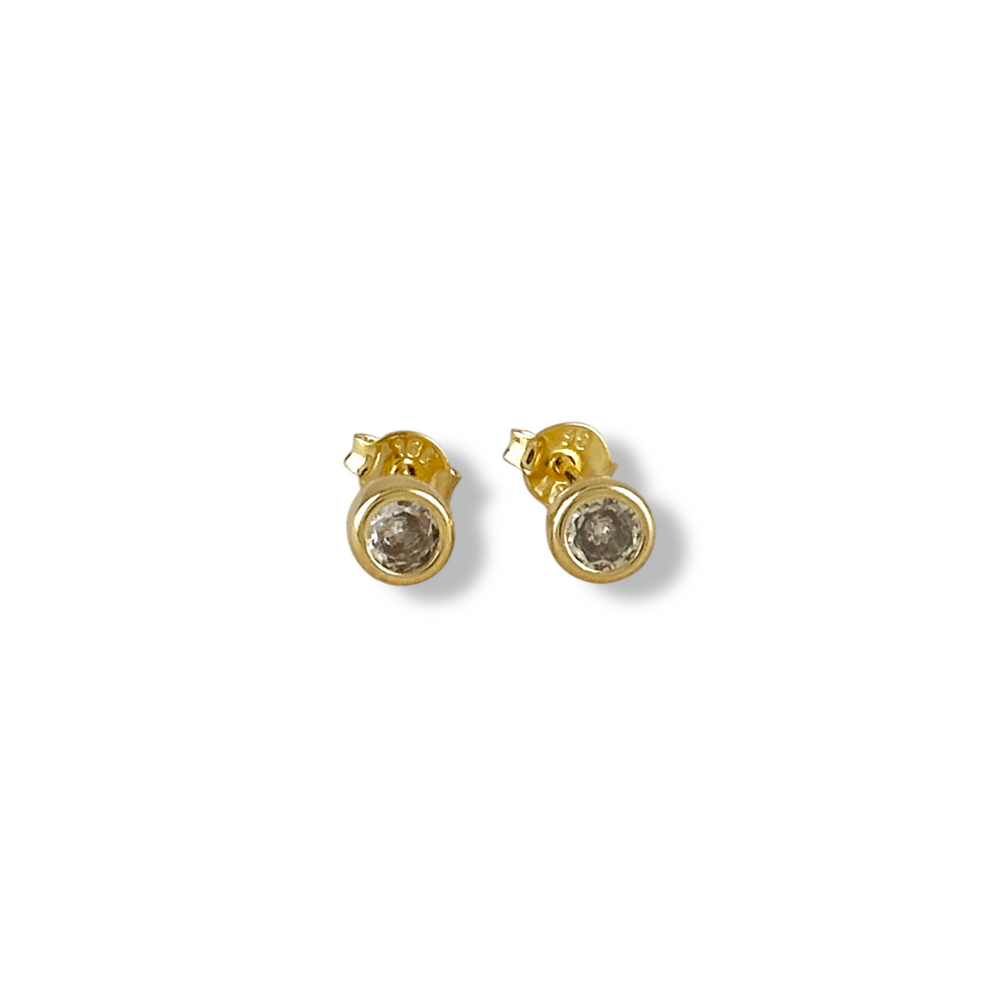 5mm Round CZ Bezel Stud 18k Gold Filled Earrings