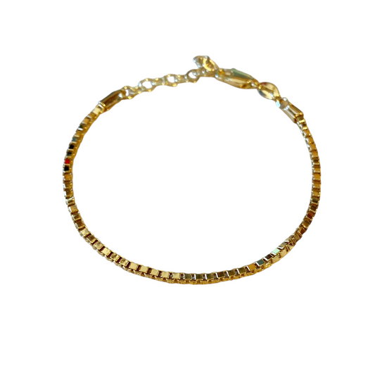 2mm Box Chain 18k Gold Filled Bracelet