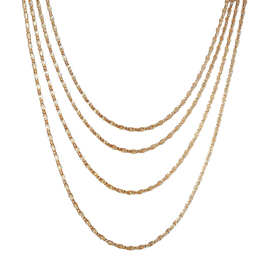 4mm Diamond Cut Figaro Link Chain 18k Gold Filled Necklace