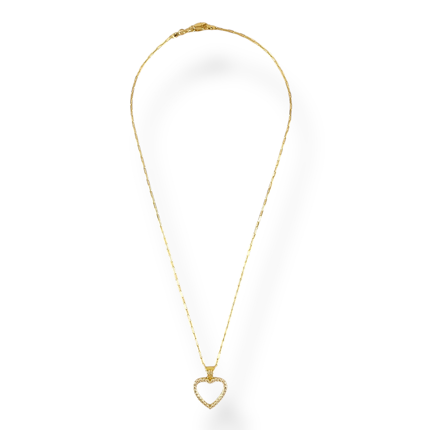20mm Pavé Heart Pendant 18k Gold Filled Necklace