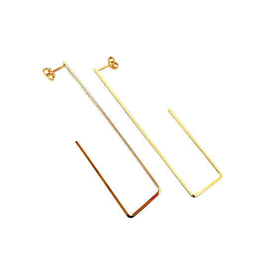 63mm Rectangular Open Hoop 18k Gold Filled Earrings