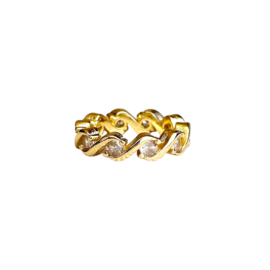 Curved CZ Eternity Band 18k Gold Filled Ring