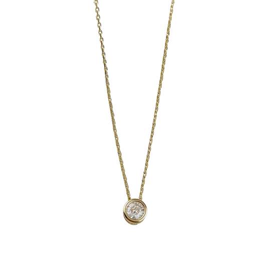 6.5mm Solitaire CZ 18k Gold Filled Necklace