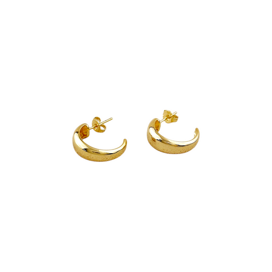 18k Gold Filled Polished Curve C-Hoop Earrings