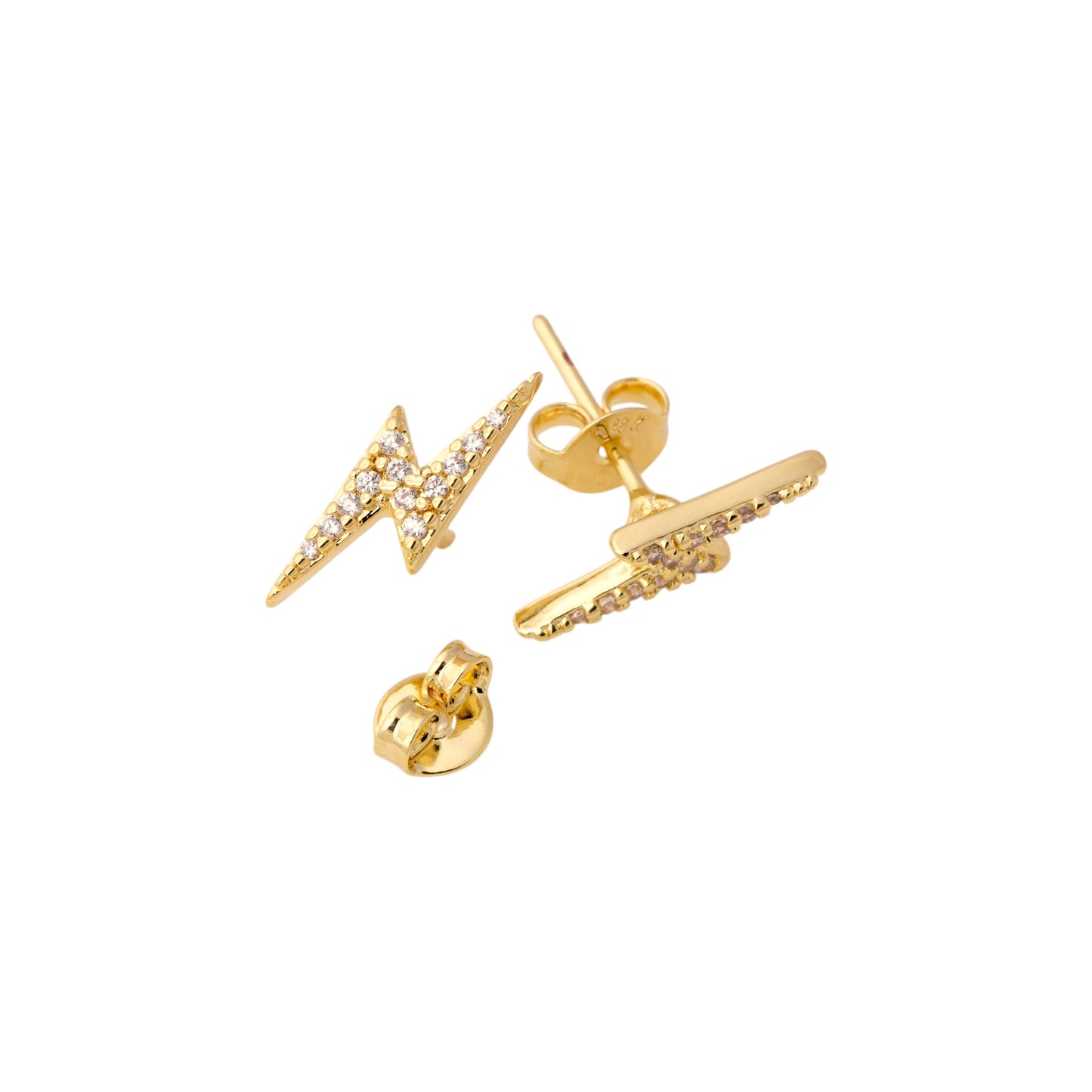 14mm Lightning Bolt Stud 18K Gold Filled Earrings