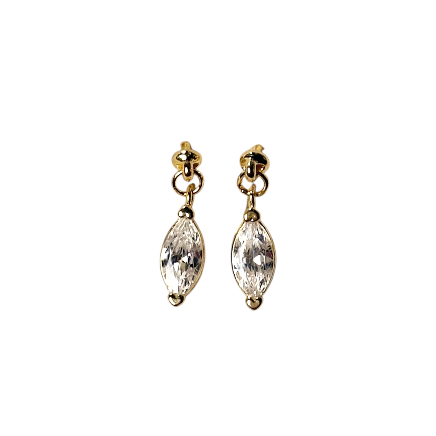 11mm  CZ Marquise Stud 18k Gold Filled Earrings