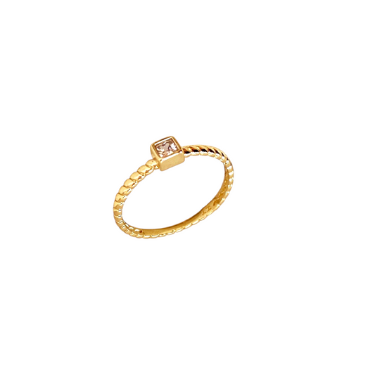 CZ Twisted Solitaire 18k Gold Filled Ring