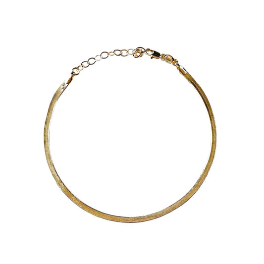 3mm Herringbone Chain 18k Gold Filled Anklet