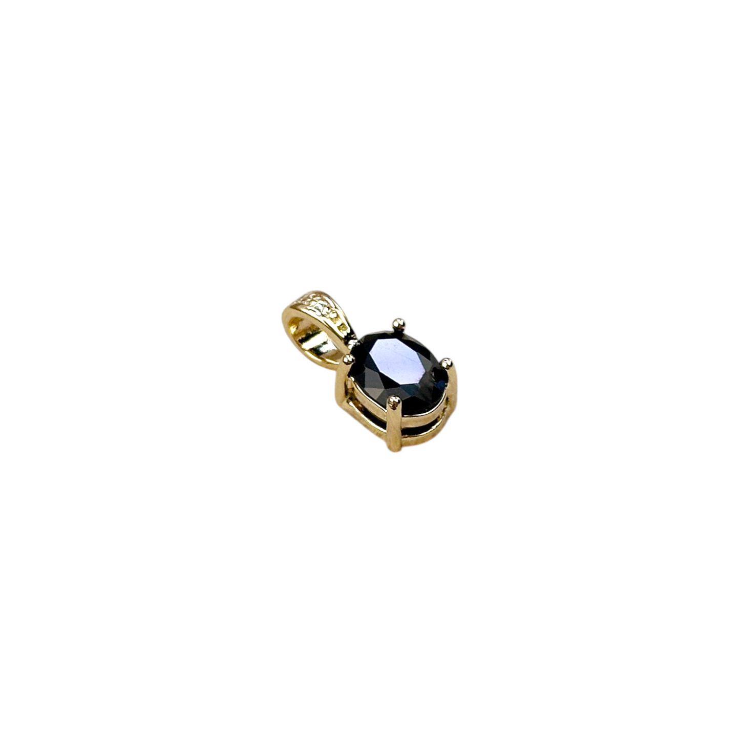 7mm Oval Black CZ 18k Gold Filled Pendant