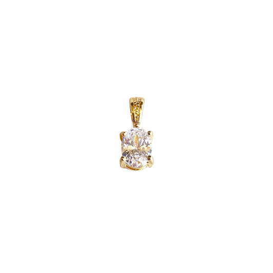 7mm Clear CZ Oval 18k Gold Filled Pendant