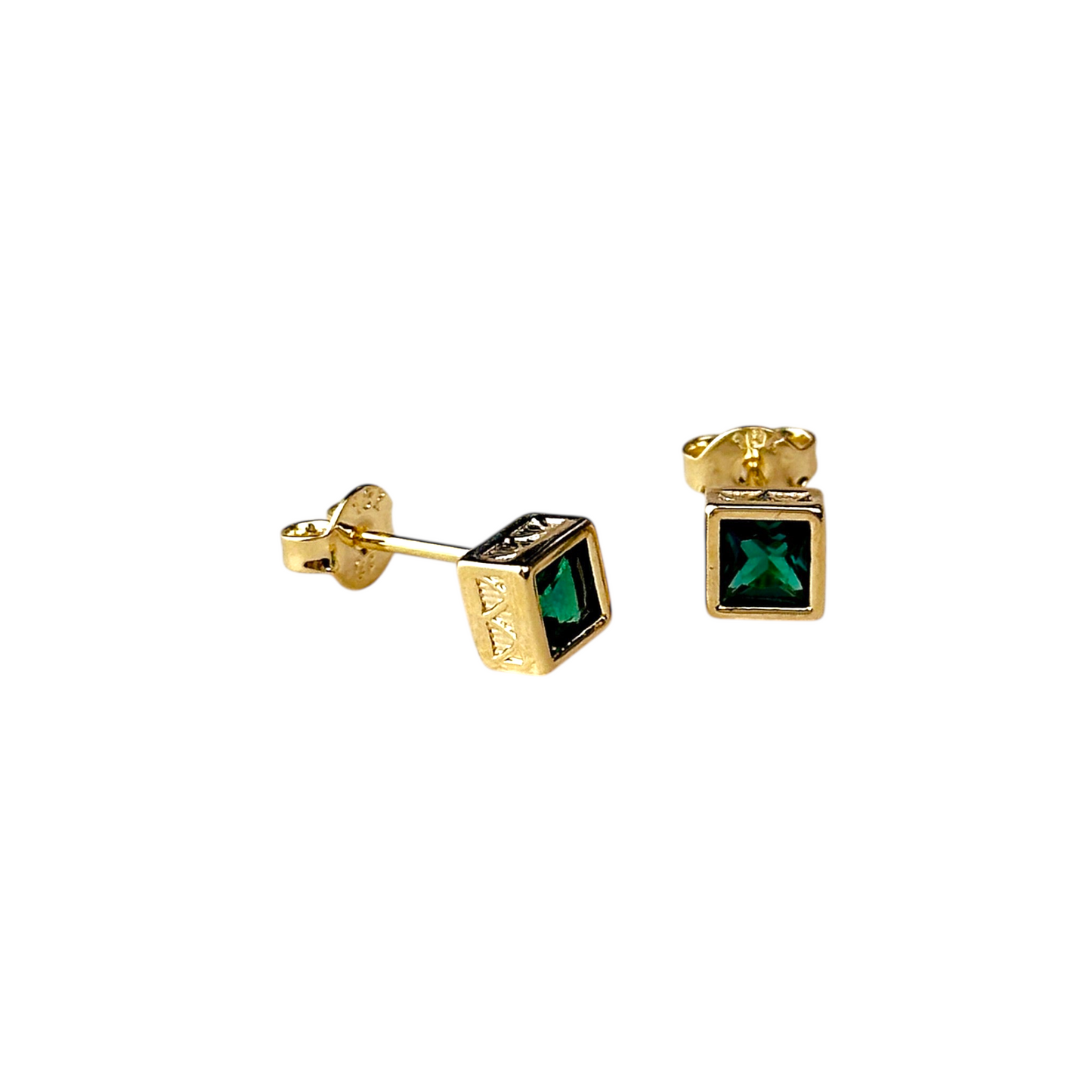 5mm Square CZ Stud 18k Gold Filled Earrings