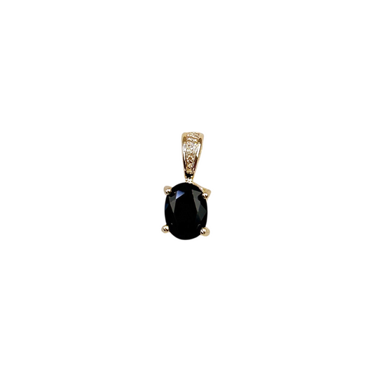 7mm Oval Black CZ 18k Gold Filled Pendant