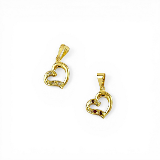 20mm Open Heart with Colored CZ 18K Gold Filled Pendant