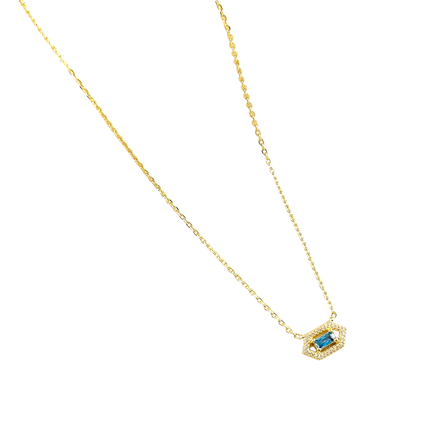 Baguette Birthstone Pendant 18k Gold Filled Necklace