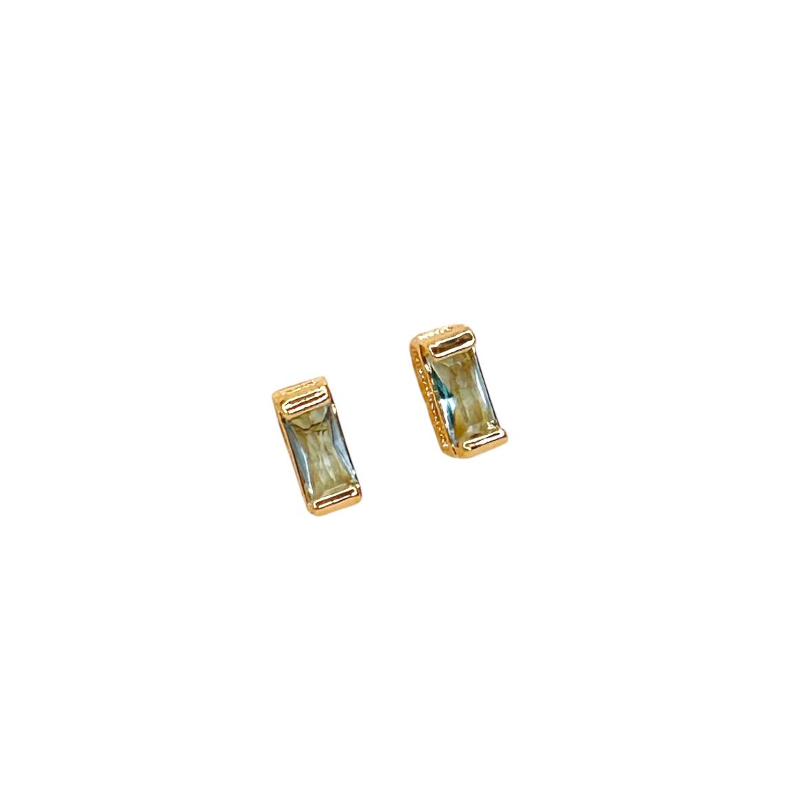 10x3mm Rectangular Birthstone Stud 18k Gold Filled Earrings