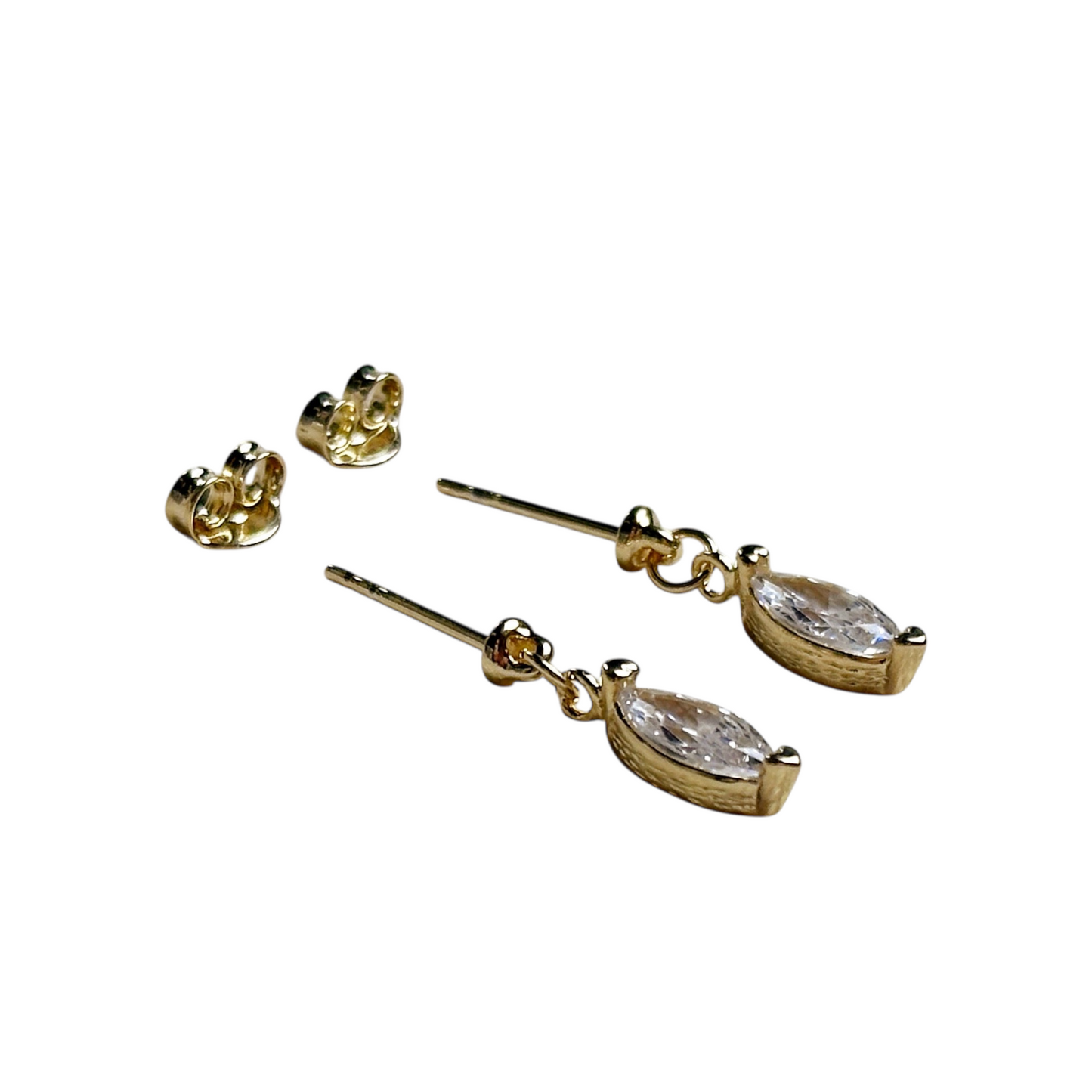 11mm  CZ Marquise Stud 18k Gold Filled Earrings