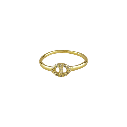 Pavé CZ Mariner Link 18k Gold Filled Ring