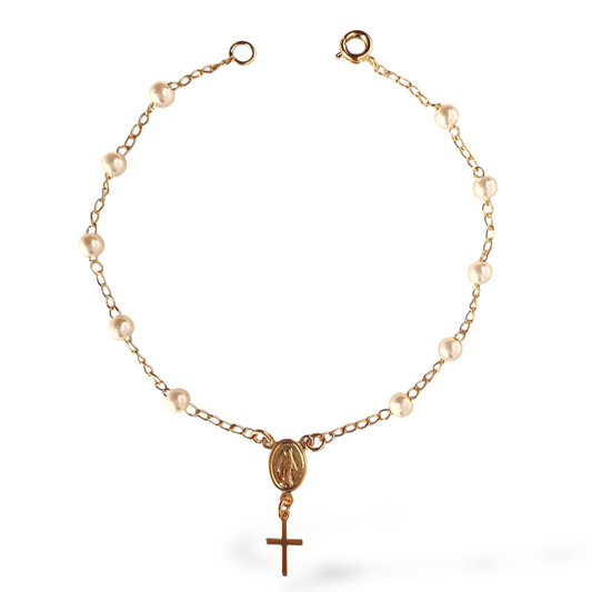 Pearl Rosary 18K Gold Filled Bracelet