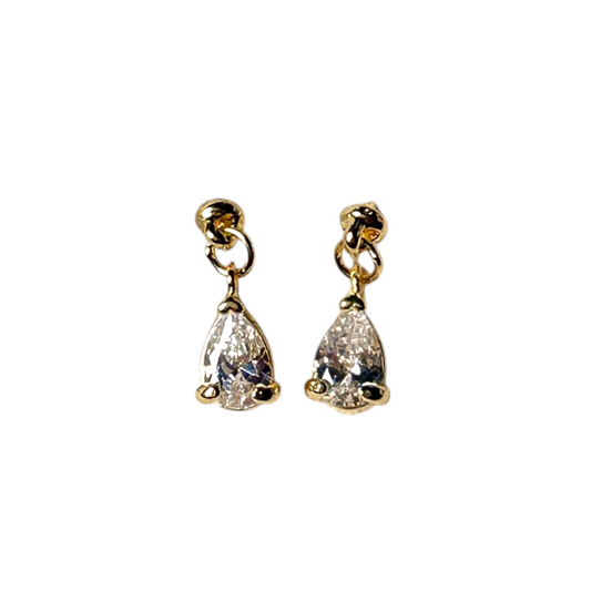 10mm CZ Teardrop Stud 18k Gold Filled Earrings