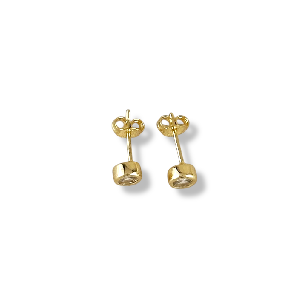 5mm Round CZ Bezel Stud 18k Gold Filled Earrings
