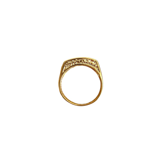CZ Geometric Signet 18k Gold Filled Ring