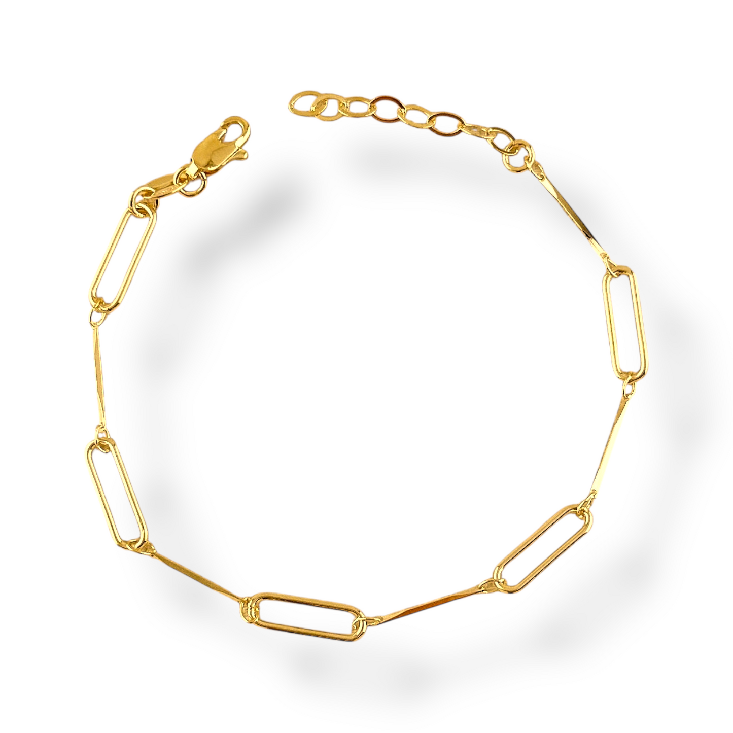 Paperclip & Bar Station Chain 18k Gold Filled Bracelet