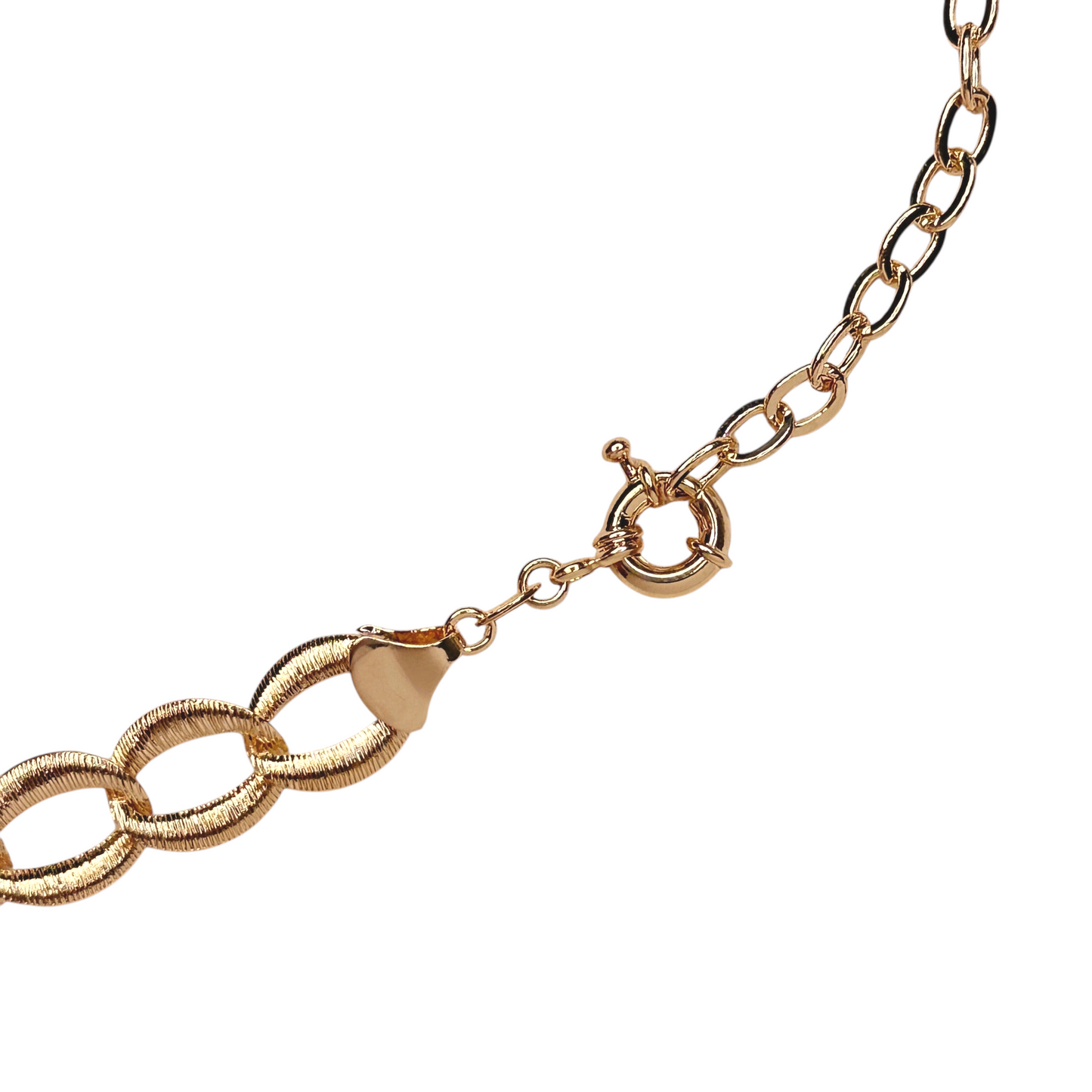 Textured Oval Link Chain 18K Gold Filled Necklace