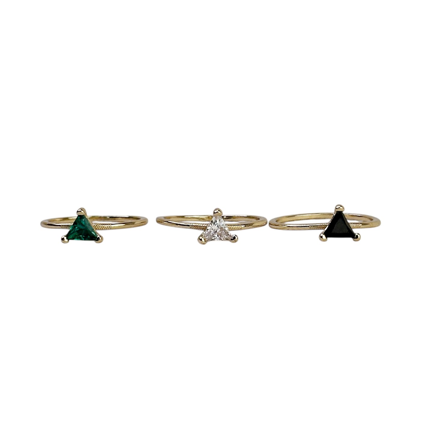 Triangle Cut CZ Solitaire 18k Gold Filled Ring