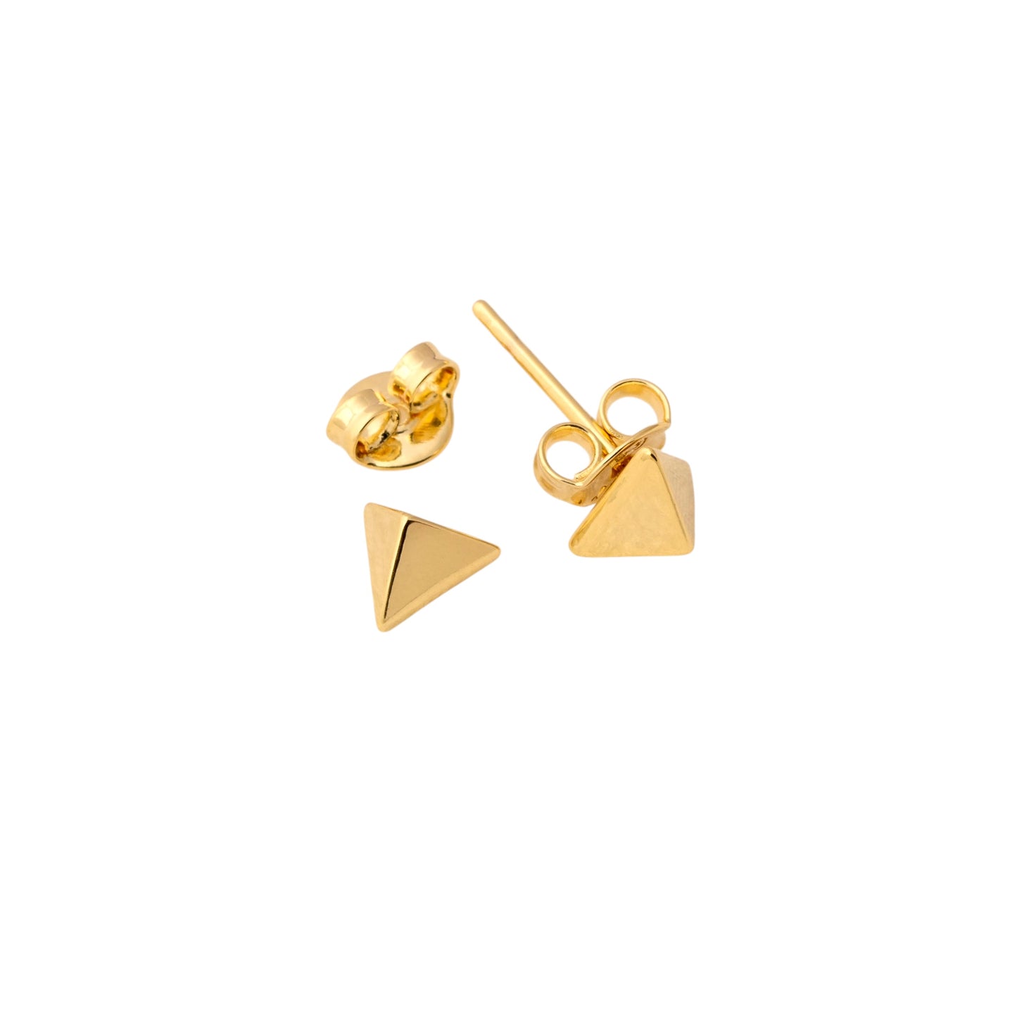 Faceted Triangle Studs 18k Gold Filled Earrings