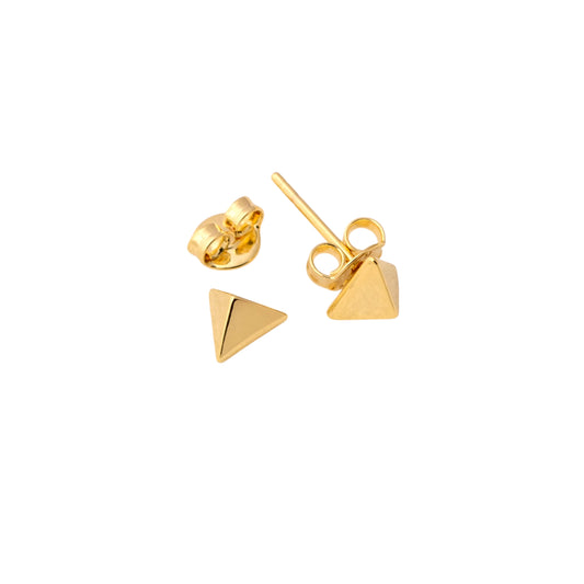 Faceted Triangle Studs 18k Gold Filled Earrings