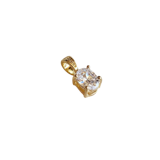 7mm Clear CZ Oval 18k Gold Filled Pendant