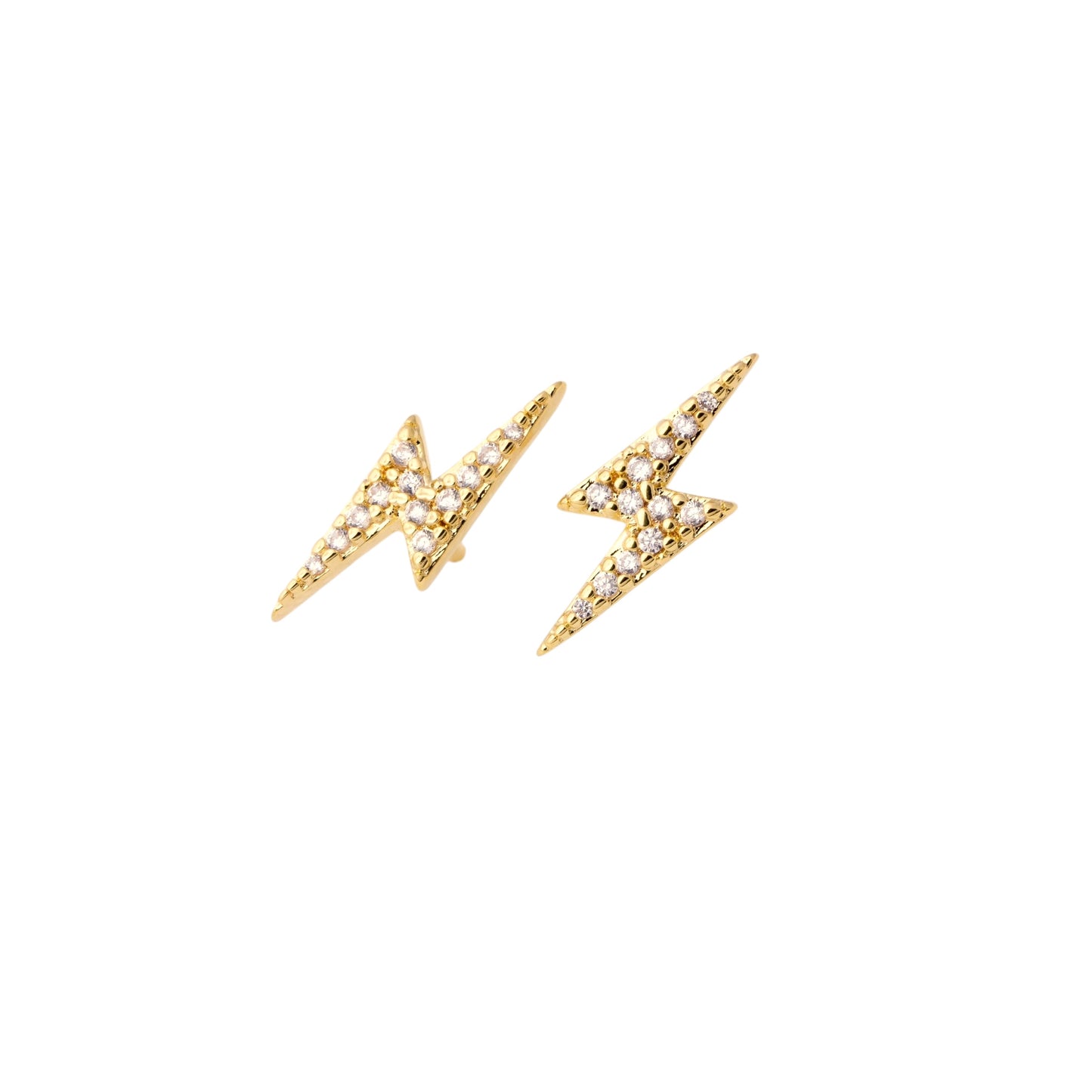 14mm Lightning Bolt Stud 18K Gold Filled Earrings