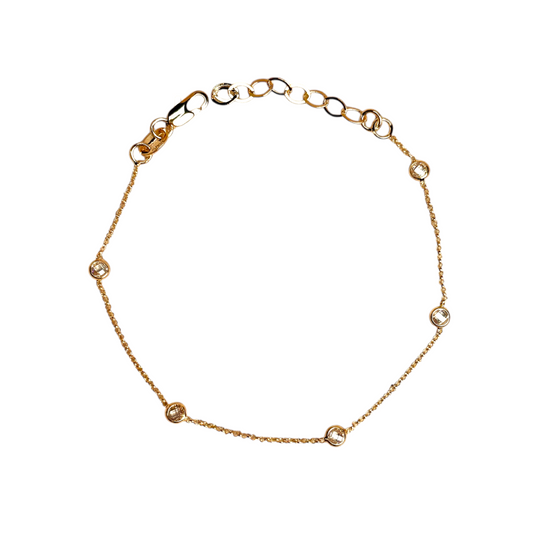 Round CZ Bezel 18k Gold Filled Bracelet