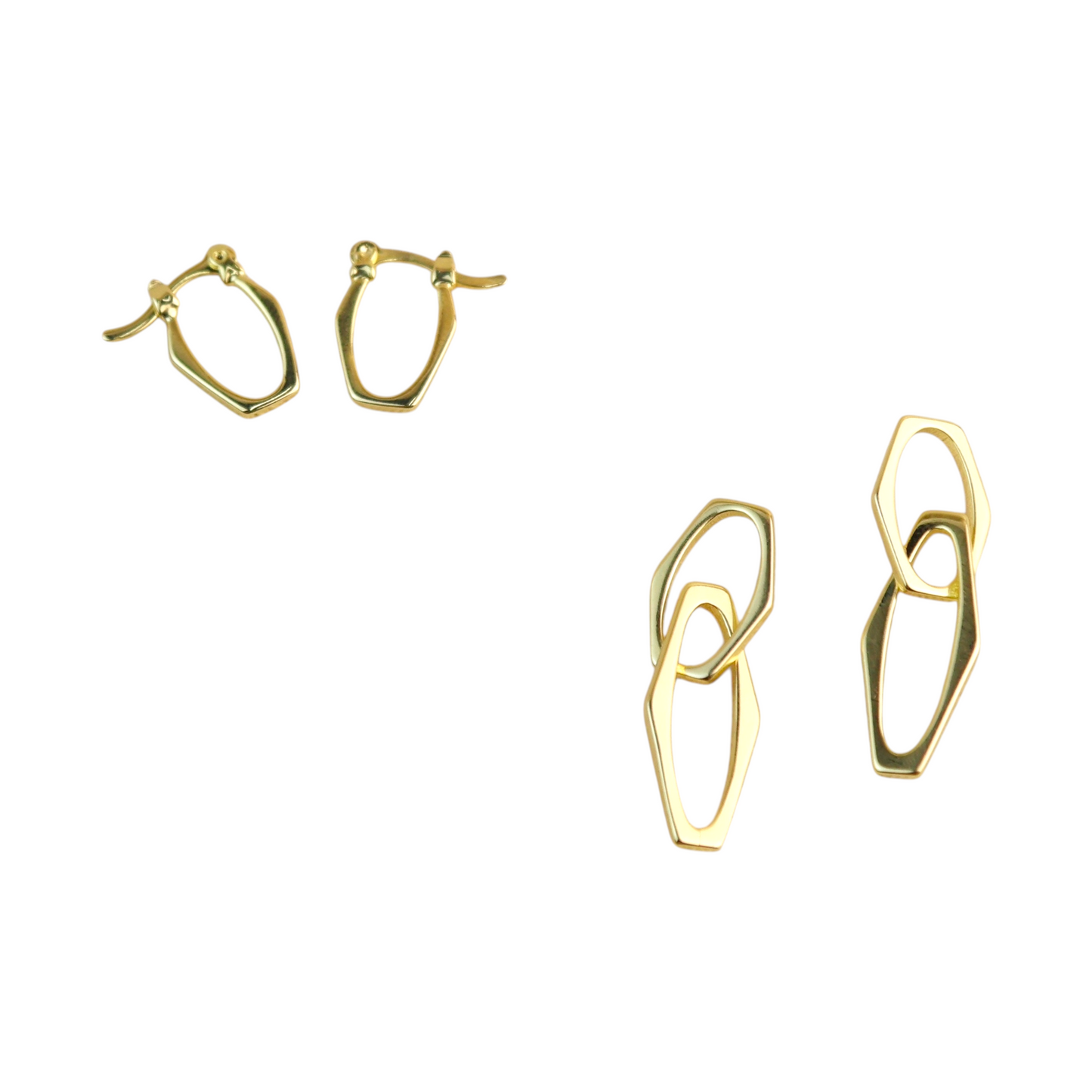 45mm Geometric Drop 18k Gold Filled Earrings