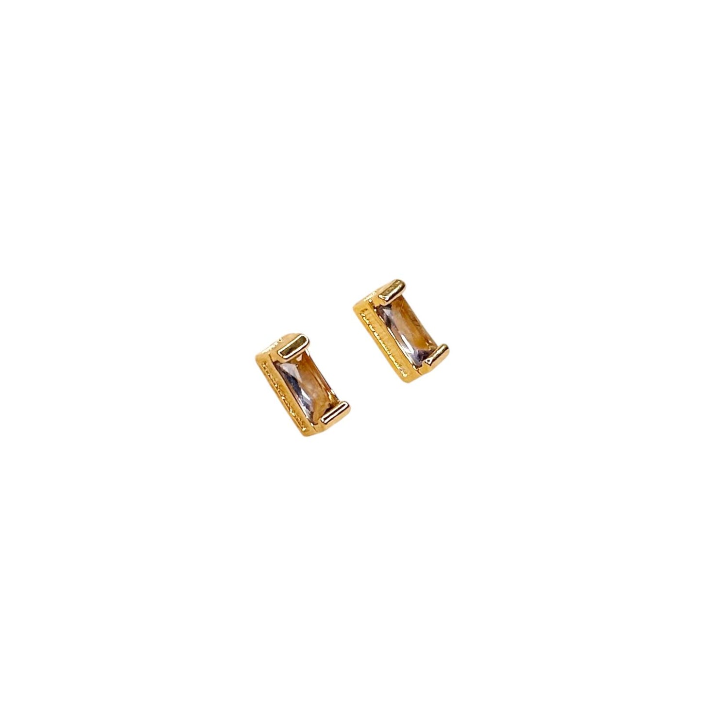 10x3mm Rectangular Birthstone Stud 18k Gold Filled Earrings