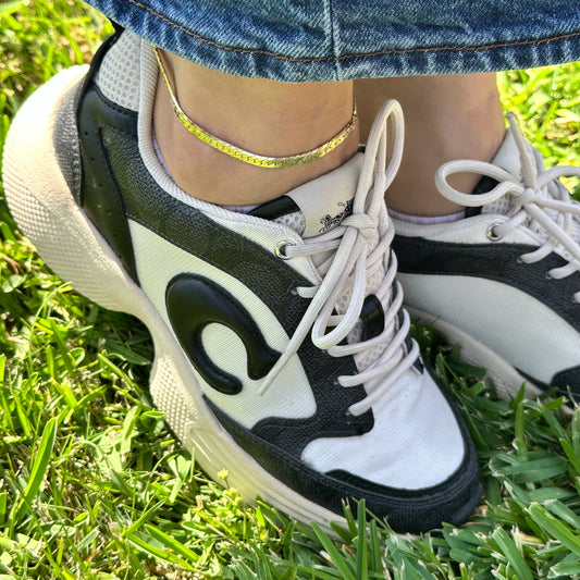 3mm Diamond Cut Herringbone 18k Gold Filled Anklet