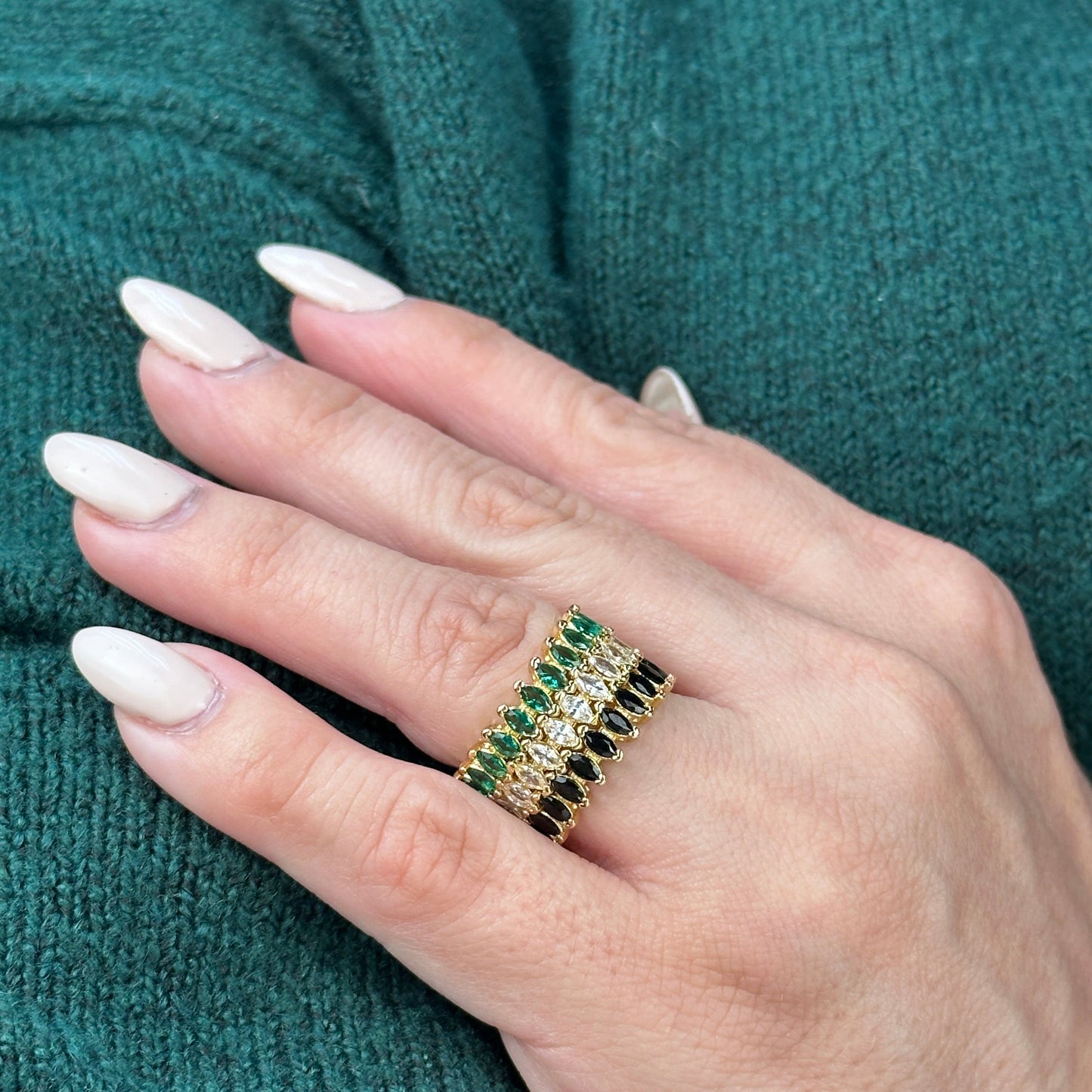 CZ Marquise Eternity Band 18k Gold Filled Ring