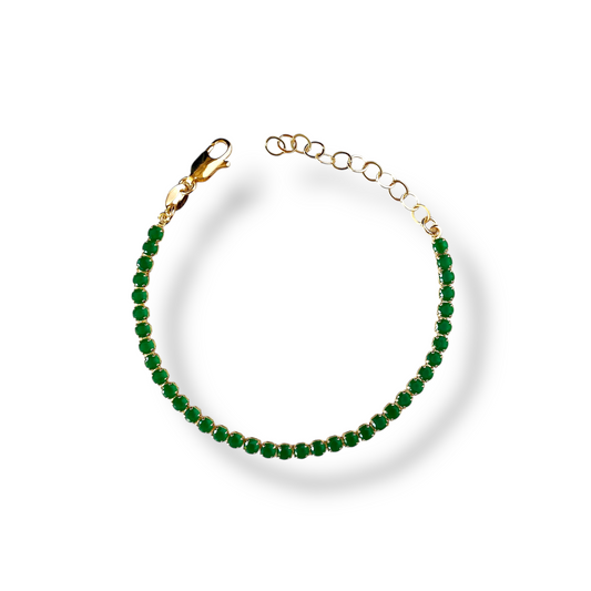 3mm Emerald CZ 18k Gold Filled Riviera Bracelet