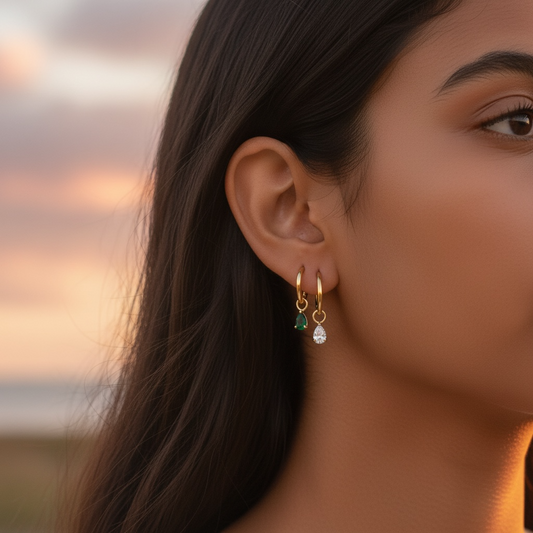 CZ Mini Teardrop Charm 18k Gold Filled Earring
