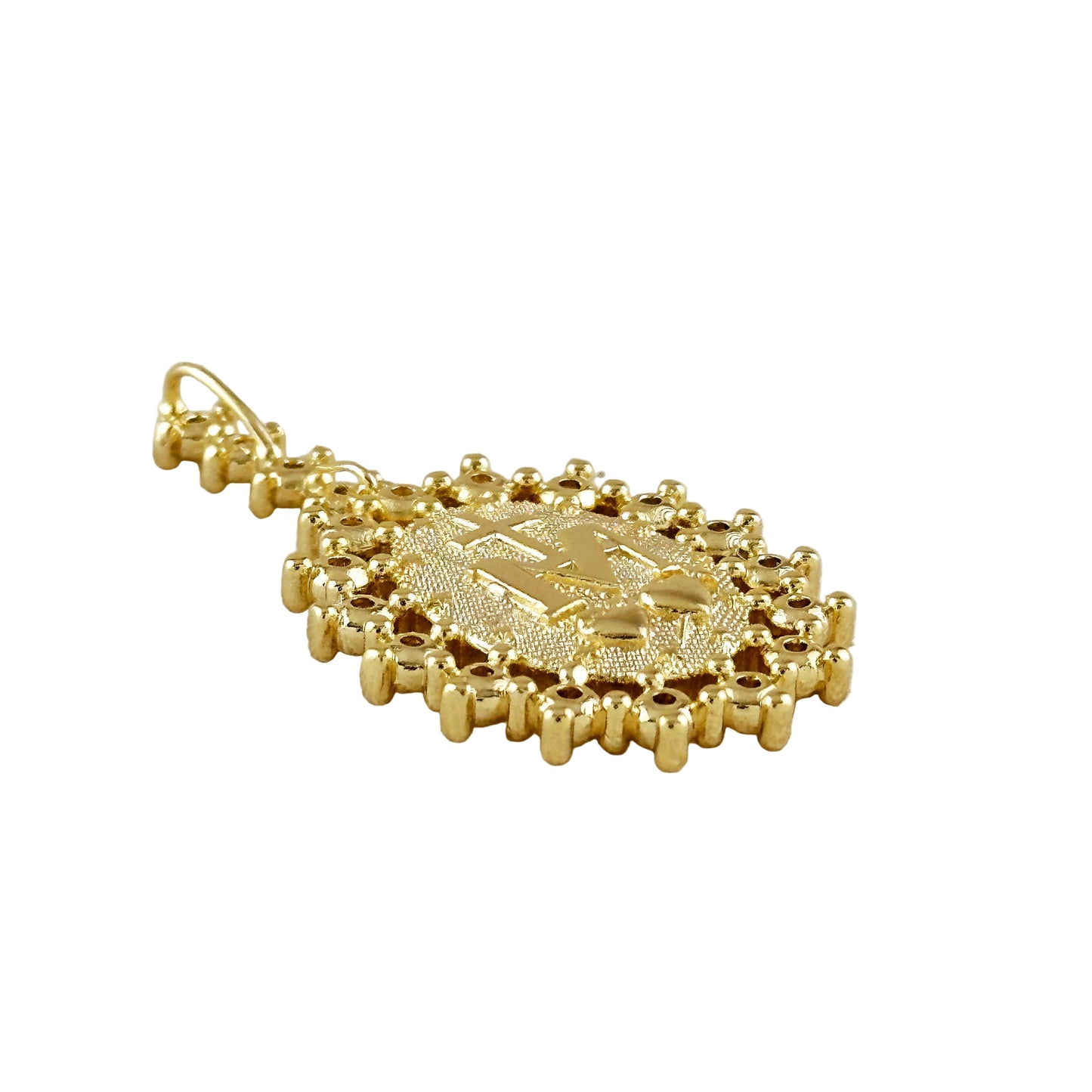 44mm Victorian Lady of Grace Double Sided Medal 18k Gold Filled Pendant