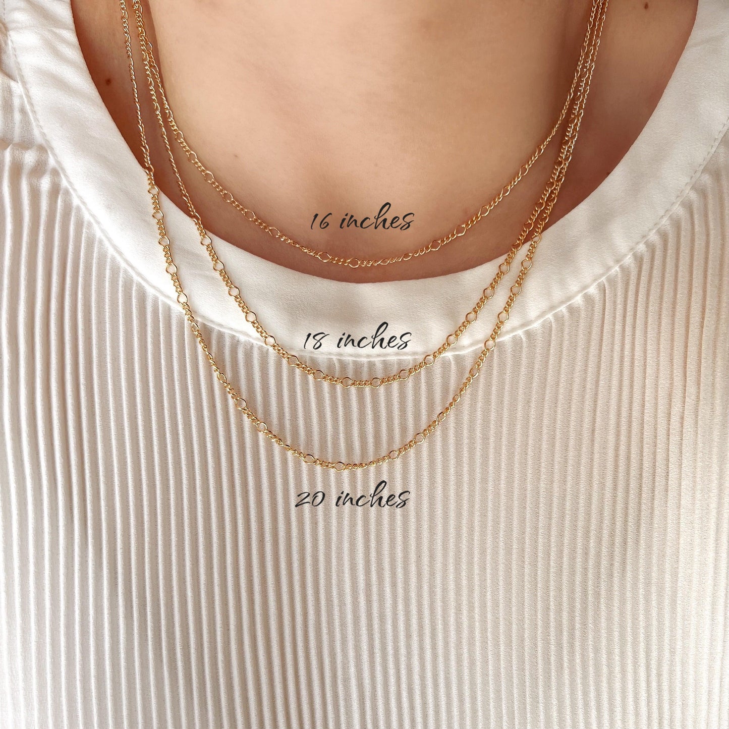 Rounded Figaro Link Chain 18k Gold Filled Necklace