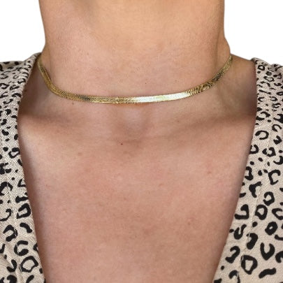 3mm Herringbone Chain 18k Gold Filled Necklace